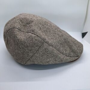 Classic Brown Herringbone Flat Cap